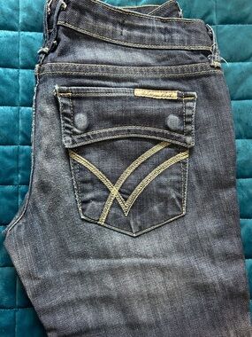 Women’s Dark Wash Blue Jeans with Accent Stitching